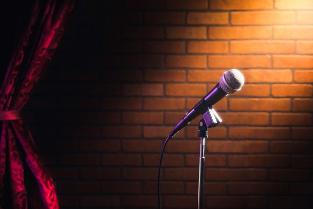 Stand-up comedy microphone and stage