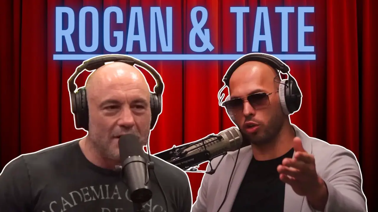picture of Andrew Tate and Joe Rogan doing a future podcast together